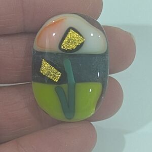 Hand Crafted artisan made fused glass landscape magnet. Stocking Stuffer